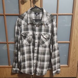 Frye Jacquard Green Plaid Flannel Mens Long Sleeve Button Up Shirt Size XXL